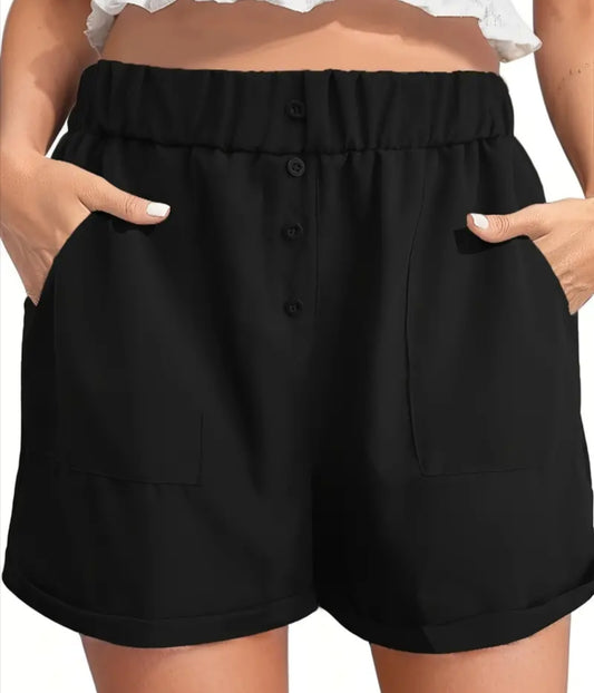 High-waist Pocket Shorts - Black